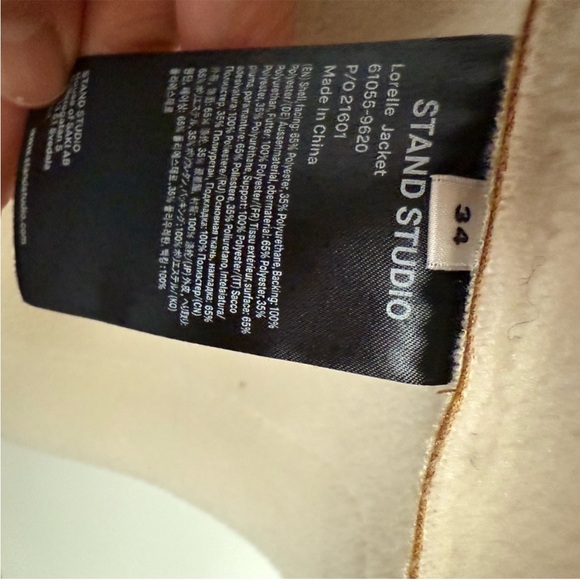 Stand Studio Tan Leather Jacket with Shearling Collar - Picture 5 of 9